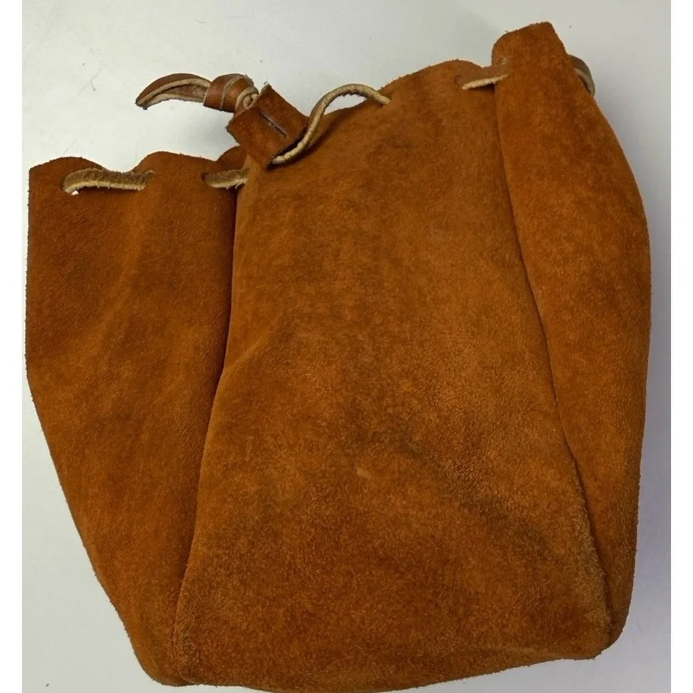 Vintage Leather Shell Ammunition Drawstring Pouch Bag Fishing Reel Case 3j1